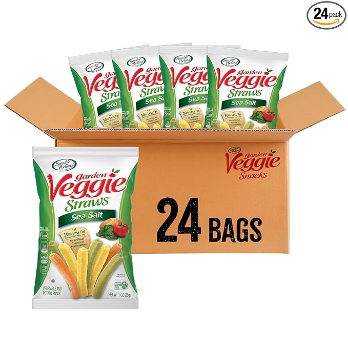 Sensible Portions Garden Veggie Snacks - Veggie Straws, Snack Size, Sea Salt, 1 Oz (Pack of 24) | Amazon (US)