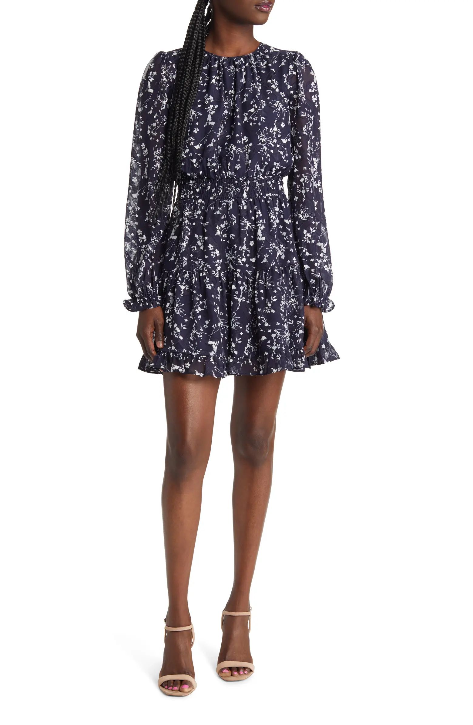 Too Cute Floral Print Long Sleeve Minidress | Nordstrom