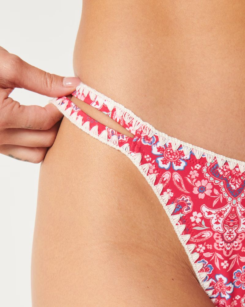 Women's High-Leg Embroidered Stitch Strappy Cheekiest Bikini Bottom | Women's Swimwear | Holliste... | Hollister (US)