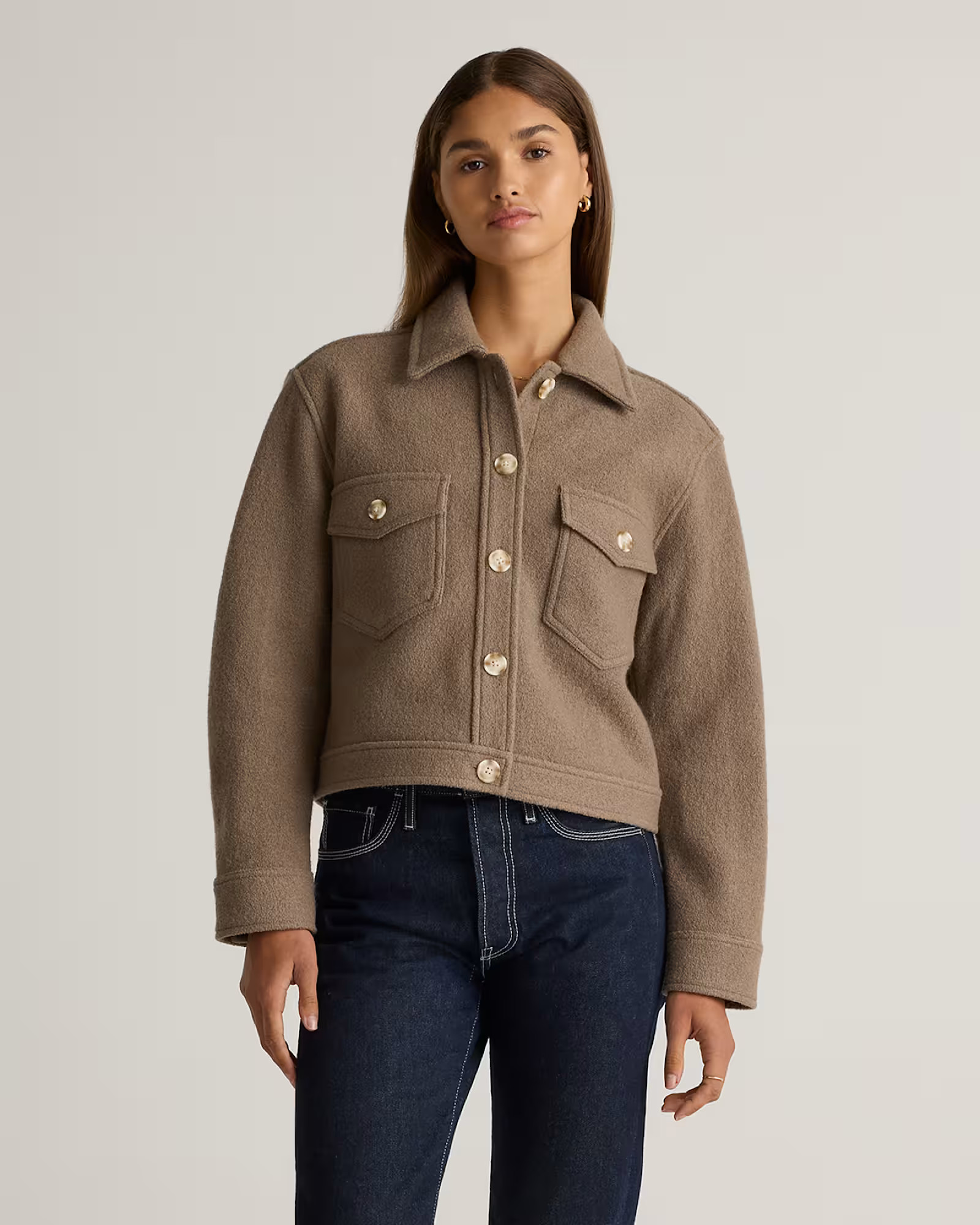100% Merino Wool Cropped Shirt Jacket | Quince