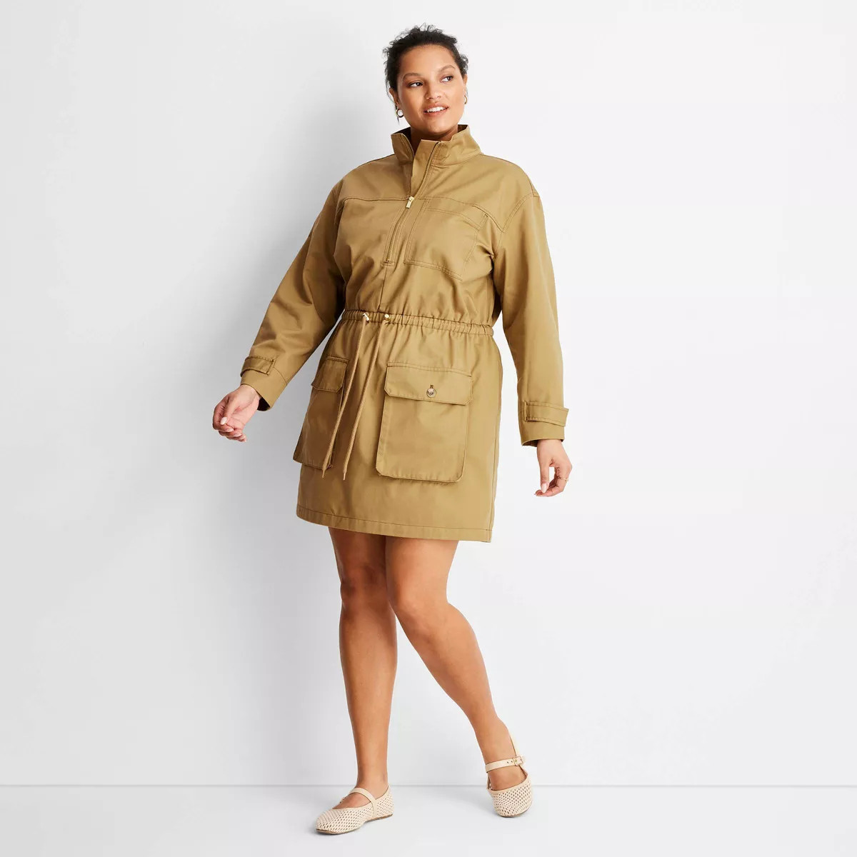 Women's Utility Mini Dress - Future Collective Khaki 2X | Target
