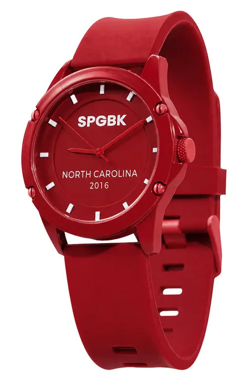 SPGBK Watches Cherry Silicone Strap Watch, 44mm case in Crimson at Nordstrom | Nordstrom