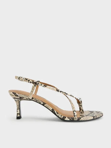 Raina Snake-Print Toe-Ring Heeled Sandals
    
         - Animal Print Natural | Charles & Keith US