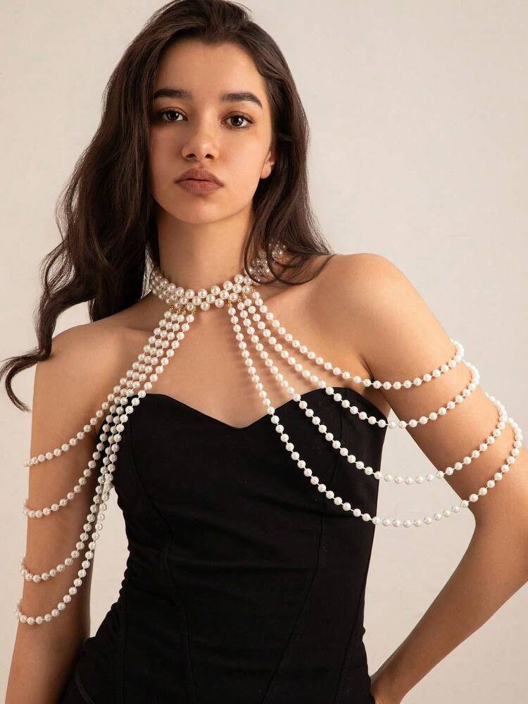Elegant Retro Style Beaded Tassel Shoulder Necklace - Unique & Sexy Accessory For Bikini Tops, Su... | SHEIN