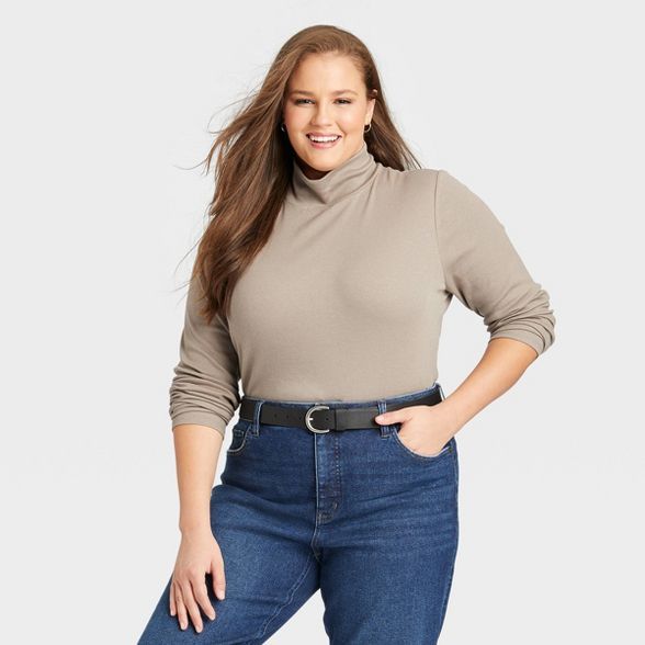 Women's Plus Size Long Sleeve Turtleneck T-Shirt - Ava & Viv™ | Target