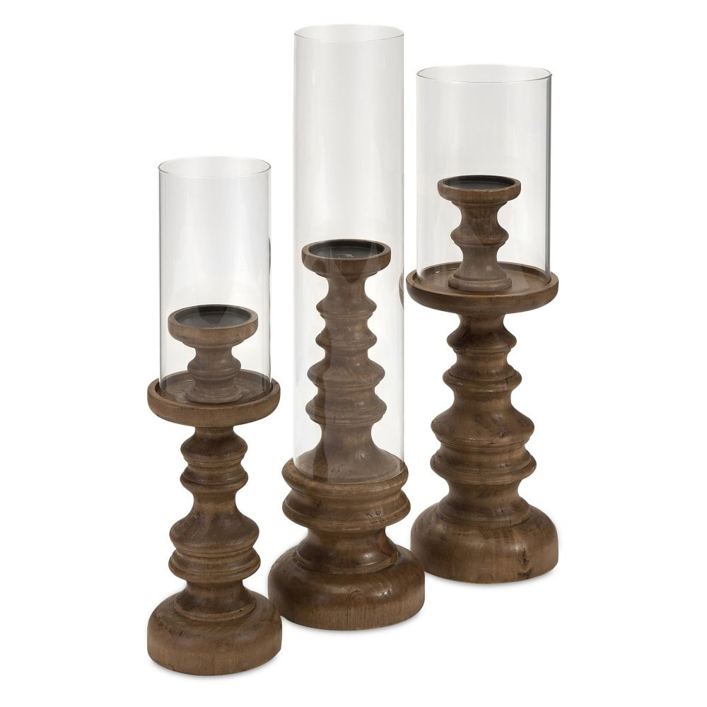 Murray Hill Oversized Wood Candleholders - Set of 3 | Hayneedle
