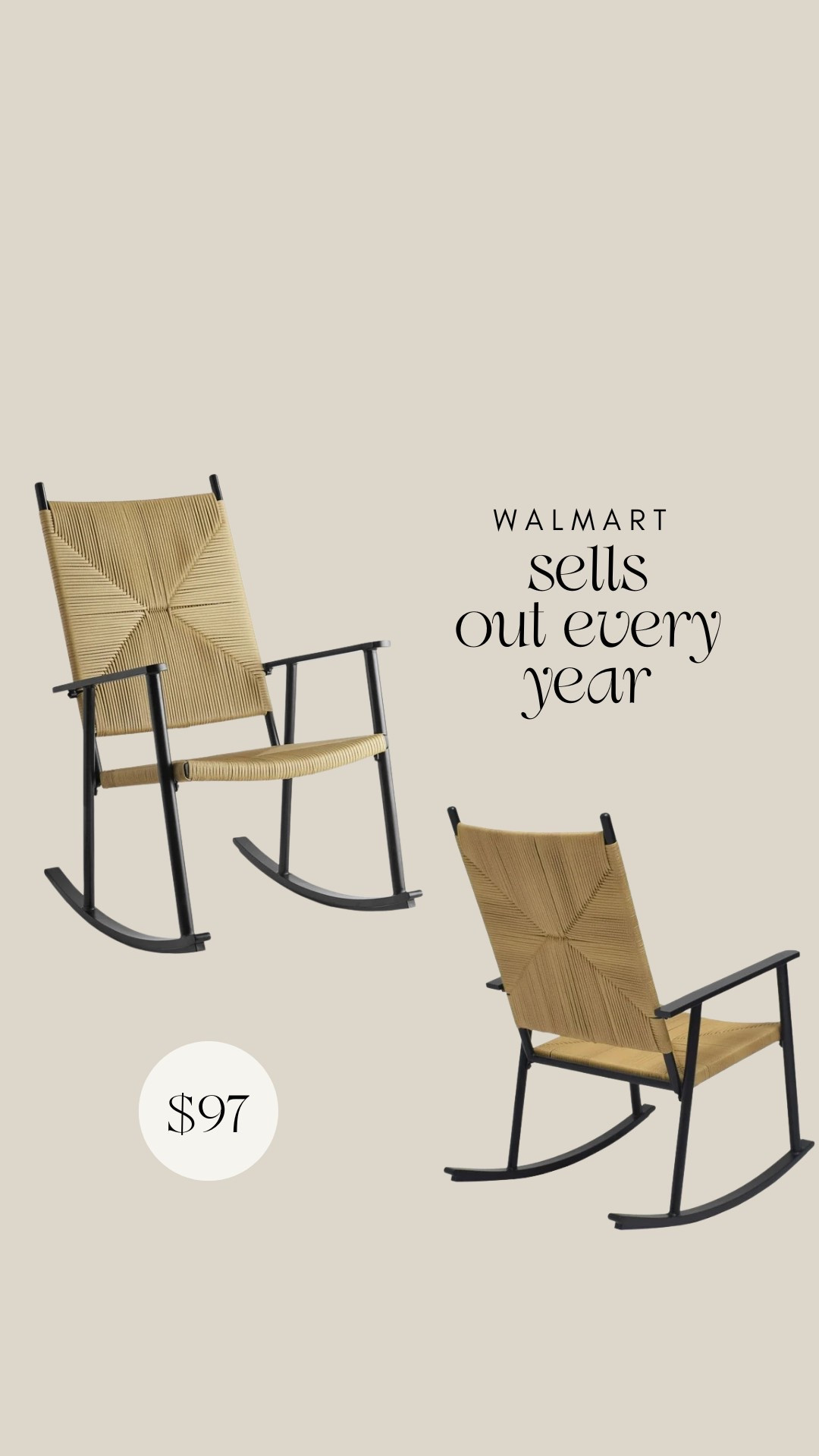 Finally, a cute outdoor rocking chair from Walmart, these sell out every year they go in and out of stock, woven rocking chair, under $100 from Walmart for patio from Walmart, better homes and gardens 

#LTKActive #LTKSaleAlert #LTKHome