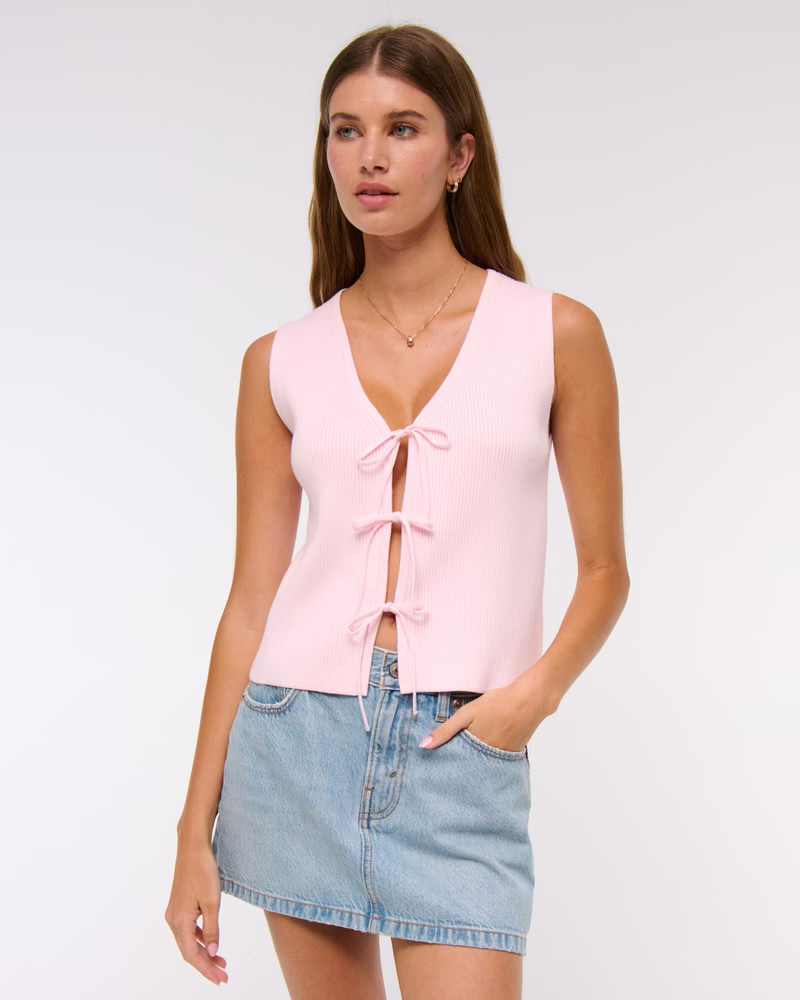 Women's Tie-Front V-Neck Sweater Vest | Women's Tops | Abercrombie.com | Abercrombie & Fitch (US)