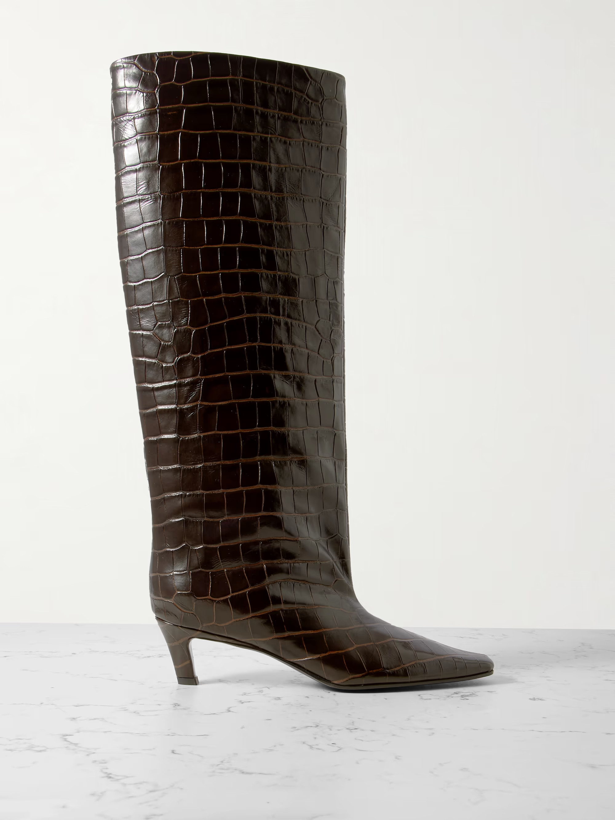 Croc-effect leather knee boots | NET-A-PORTER (US)