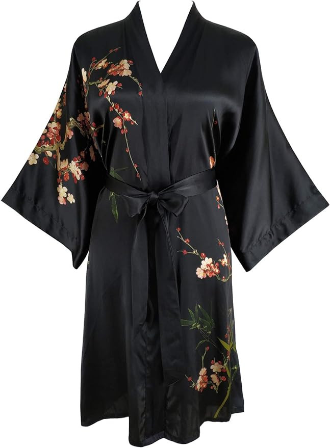 Ledamon Women's 100% Silk Kimono Short Robe | Amazon (US)