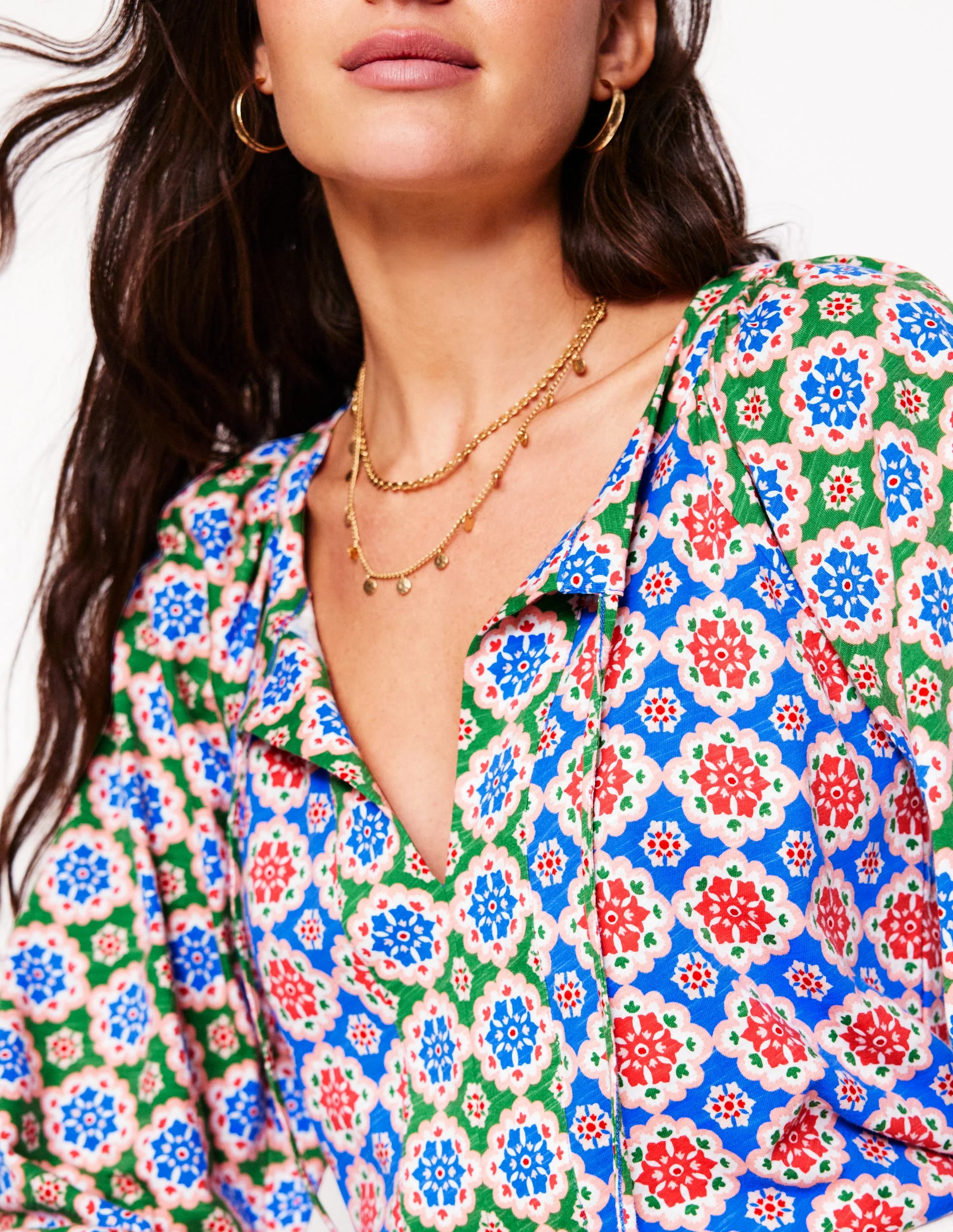 Blouson Sleeve Raglan Top-Bloom Geo | Boden (US)