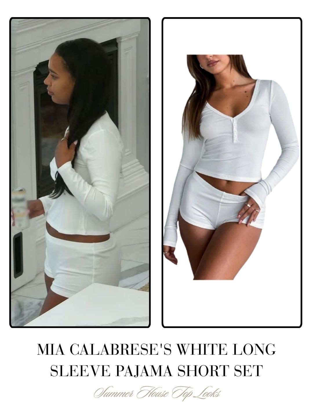 Mia Calabrese’s White Long Sleeve Pajama Short Set 