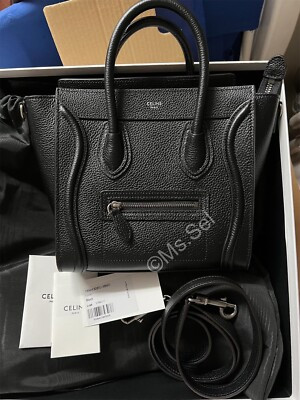 Authentic Celine Nano Luggage bag in drummed black calfskin | eBay US