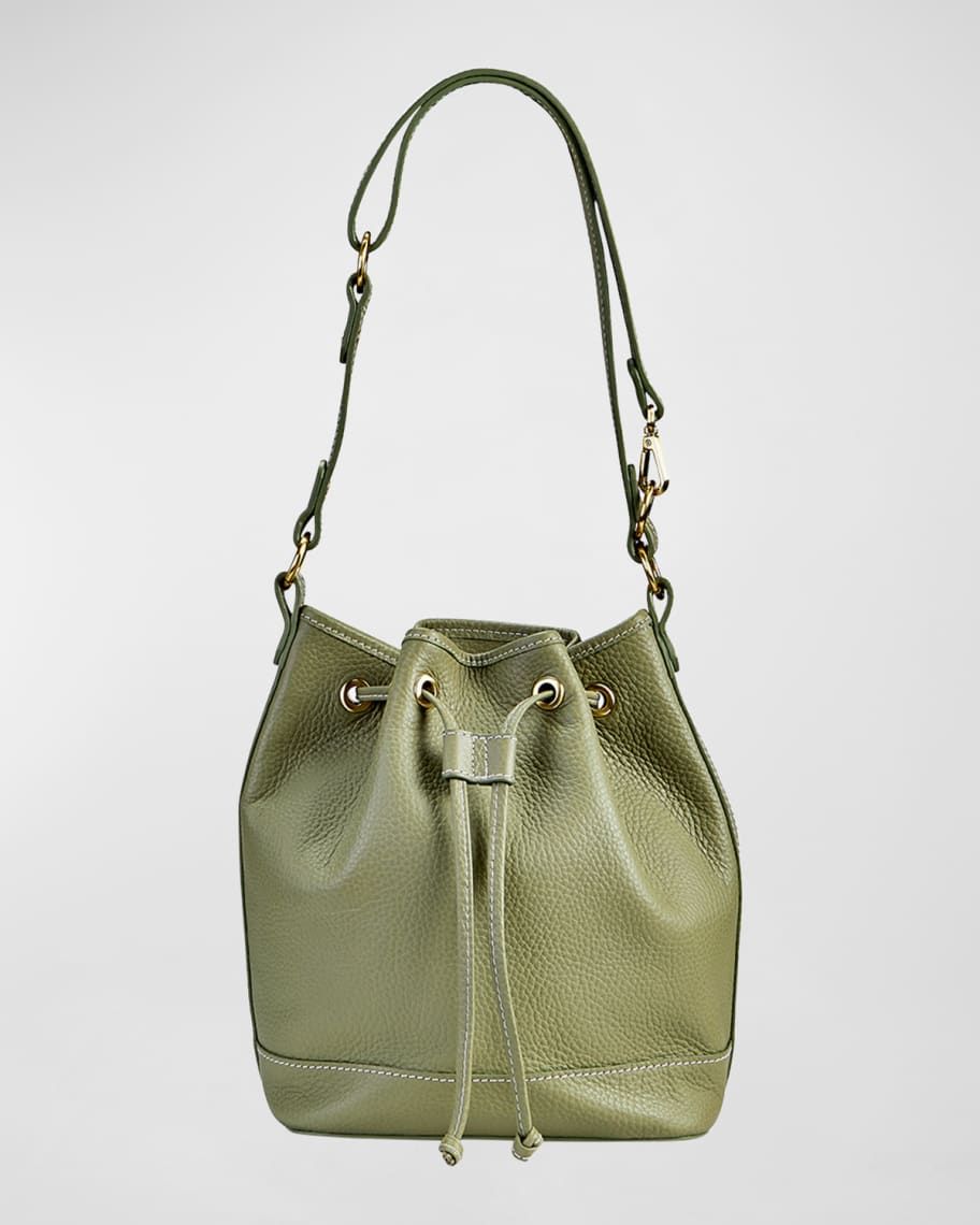 Cassie Drawstring Leather Bucket Bag | Neiman Marcus
