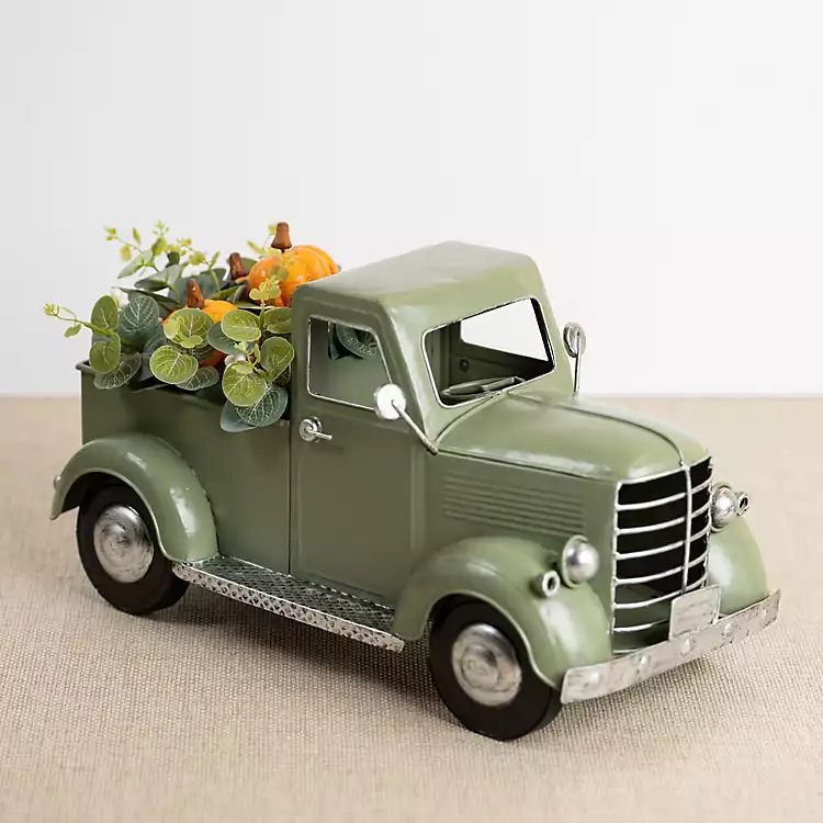 New! Green Pickup Truck with Pumpkins | Kirkland's Home