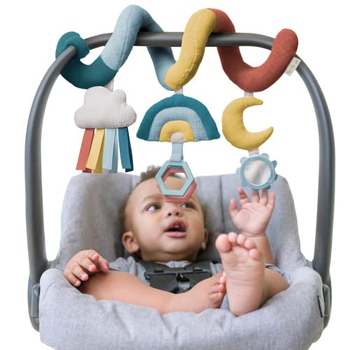 Itzy Ritzy Spiral Car Seat & Stroller Activity Toy - Stroller & Car Seat Toys for Ages 0 Months and Up - Hanging Toys Include Clinking Rings, Mirror and Textured Ribbons (Rainbow) | Amazon (US)