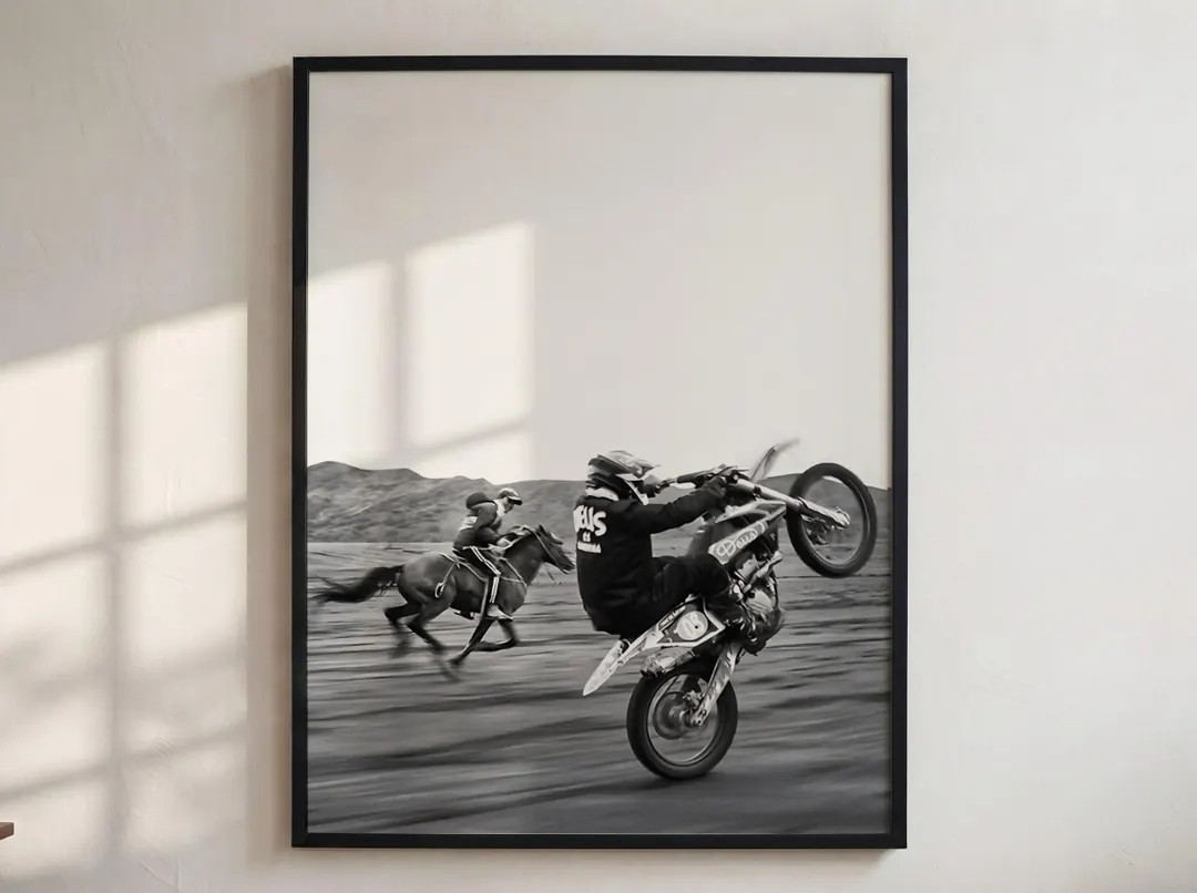 Moto vs Horse Desert | Black and White Print | Desert Wall Art | Adventure Photography Poster | M... | Etsy (Global)