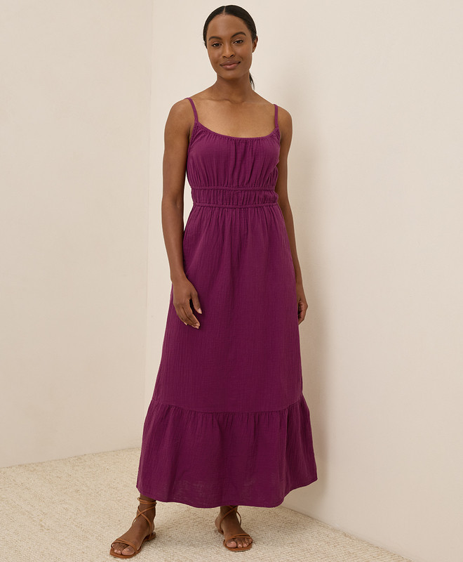 Women’s Coastal Double Gauze Cami Maxi Dress made with Organic Cotton | Pact | Pact Apparel