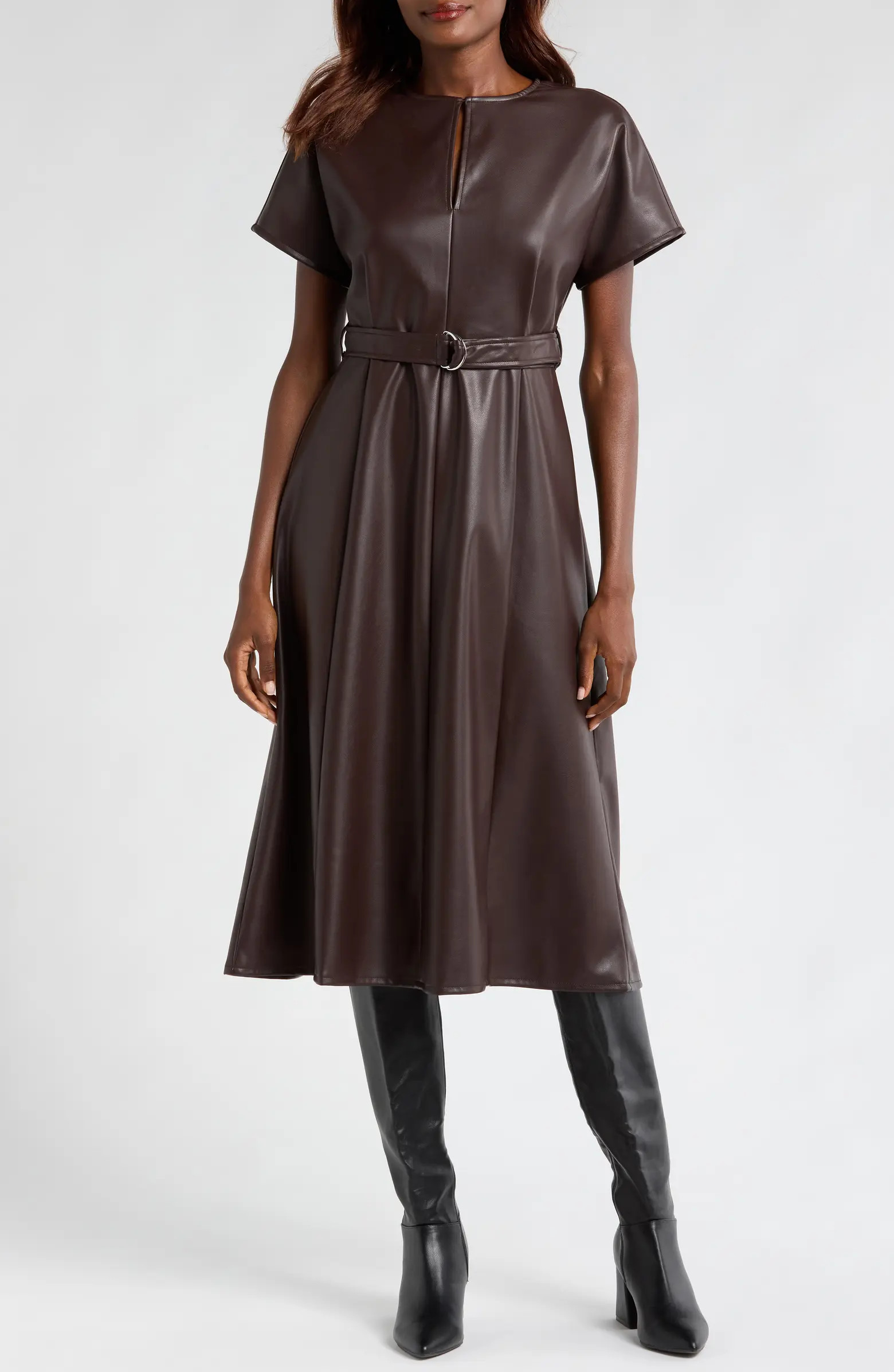 Faux Leather Midi Dress | Nordstrom