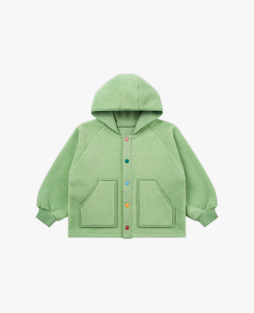 Recycled Fleece Hooded Jacket - Artichoke | Petite Revery
