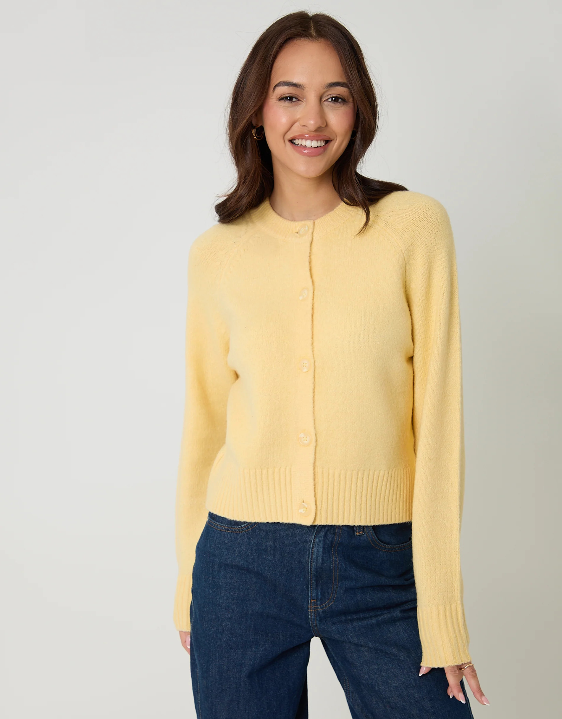 Yellow Button Up Knitted Cardigan | Threadbare