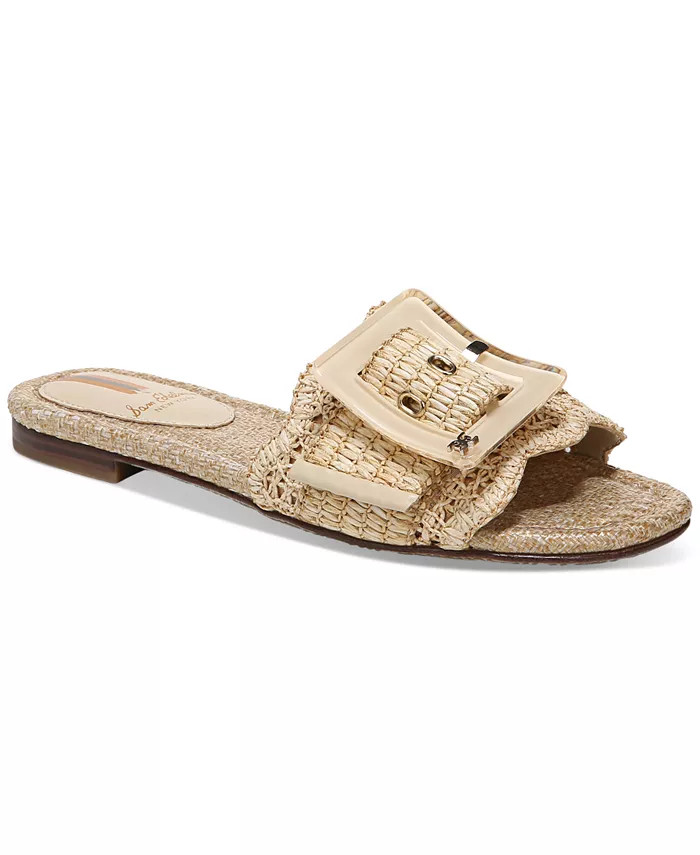 Sam Edelman Women's Bambi Raffia Buckle Slide Sandals - Macy's | Macy's
