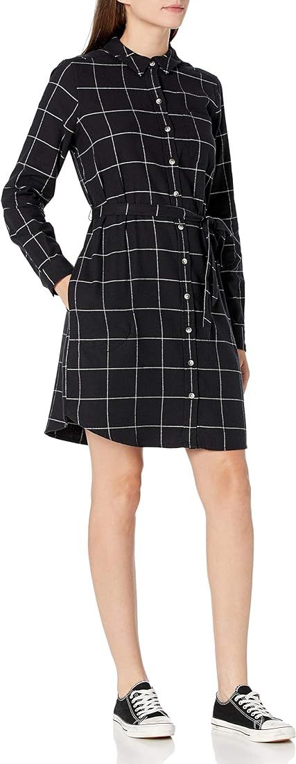 Goodthreads Women's Brushed Flannel Relaxed-Fit Belted Shirt Dress | Amazon (US)