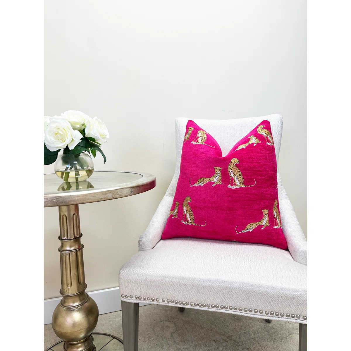 Embroidered Cheetah Chenille Throw Pillow Cover | Wayfair North America