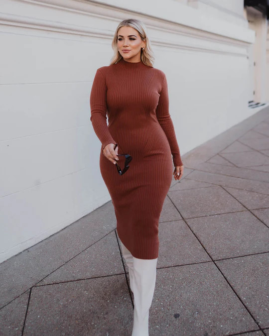 Missy Long Sleeve Midi Sweater Dress | VICI