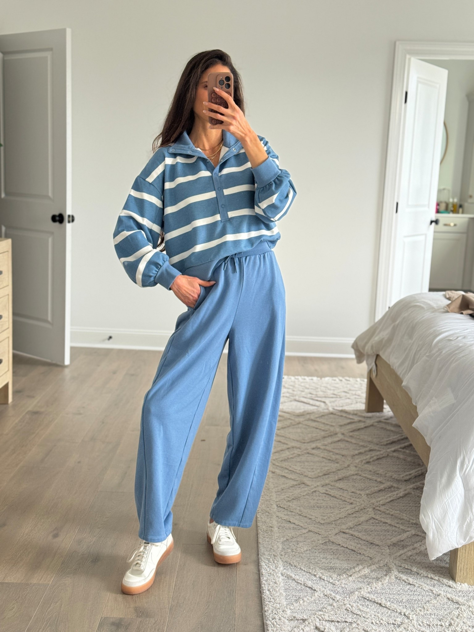 Barrel leg sweat set perfect to wear now and into spring - great travel outfit too and perfect for casual everyday outfits!

#LTKdayinmylife #LTKootd #LTKmomlife