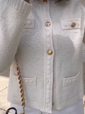 H&M Textured Knit Cardigan Cream Size Medium Brand New - Bloggers Fave ? | eBay UK