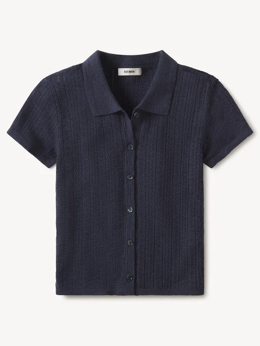 Dark Navy Coastal Linen Pointelle Polo | Buck Mason | Buck Mason