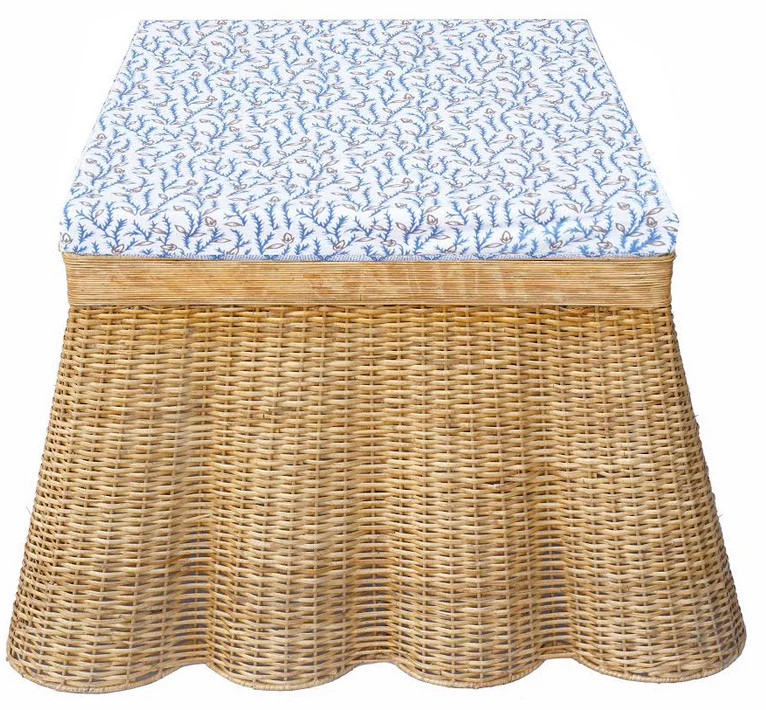 Scalloped Wicker Ottoman | The Enchanted Home