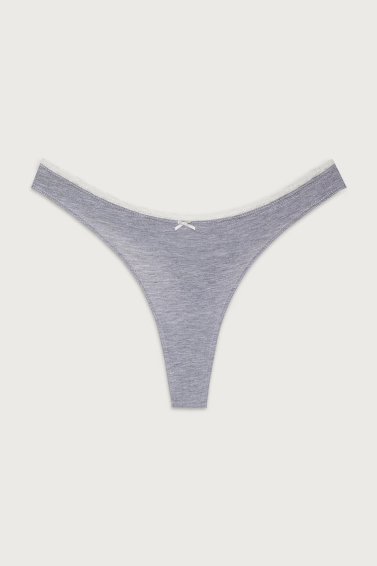 Maisie Cotton Thong - Heather Grey | Frankies Bikinis