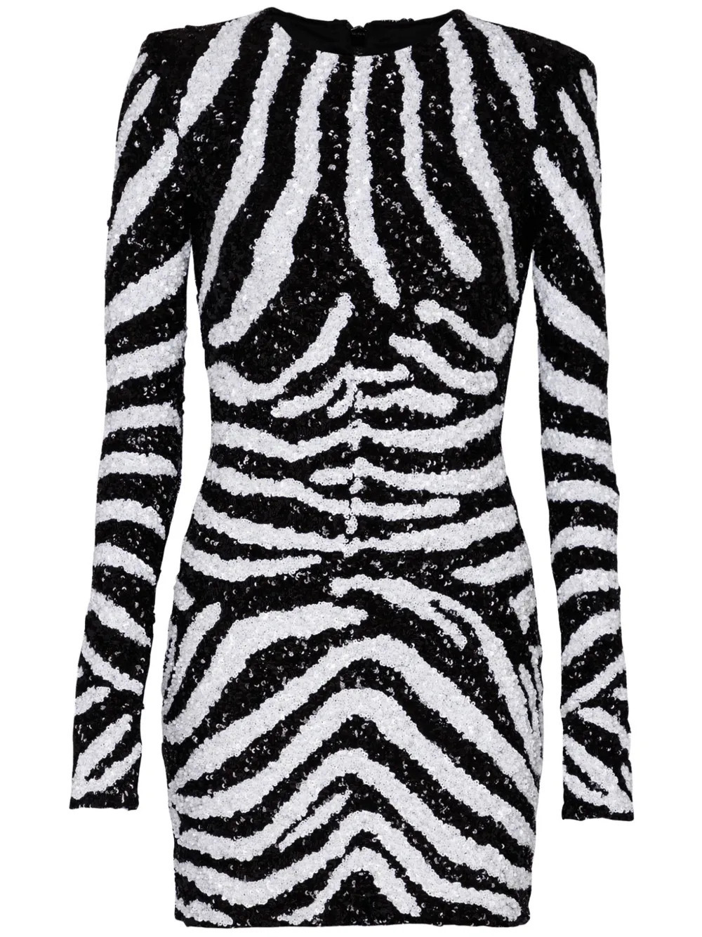 Balmain zebra-pattern sequin-embellished dress - Black | Farfetch Global