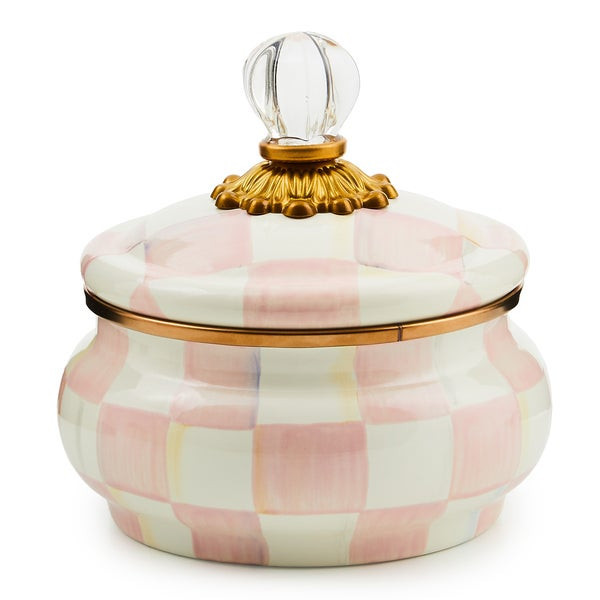MacKenzie-Childs Rosy Check Squashed Pot | MacKenzie-Childs