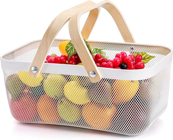 ZEAYEA Mesh Storage Basket with Handle, Garden Harvest Basket, Mesh Fruit Basket Bin for Gatherin... | Amazon (US)