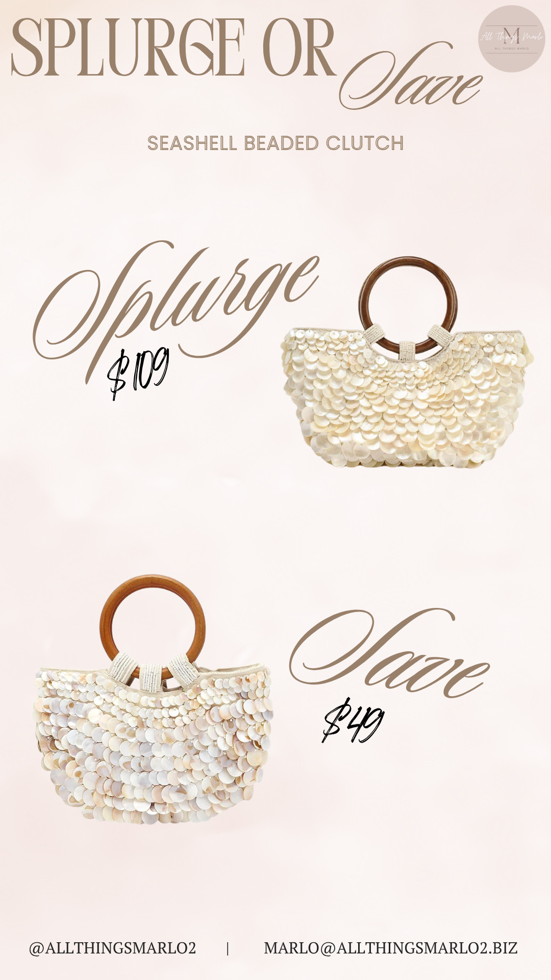 Splurge vs save Seashell Beaded Clutch 

 #LTKootd #LTKWorkwear #LTKTravel
