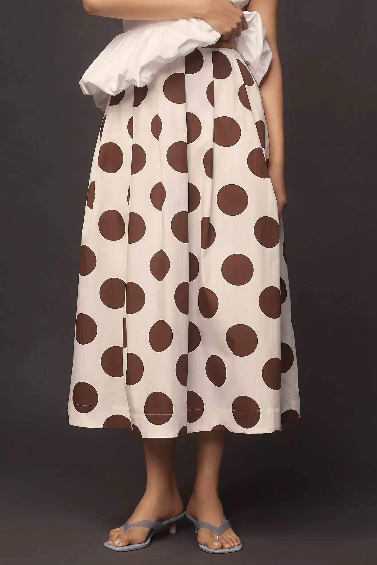 Maeve Cotton Poplin Pleated Midi Skirt | Anthropologie (US)