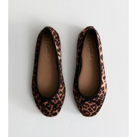 Women's Extra Wide Fit Brown Leopard Print Ballet Flats New Look | New Look (UK)