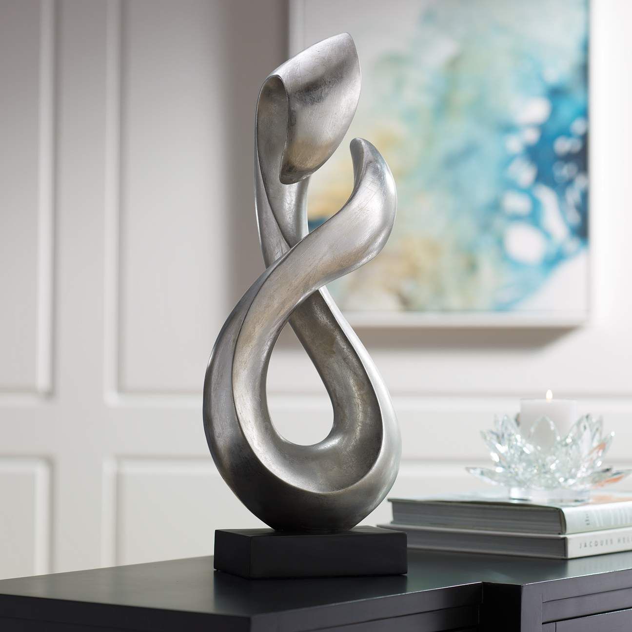 Open Infinity 24 1/2" High Silver Finish Modern Sculpture | Lamps Plus