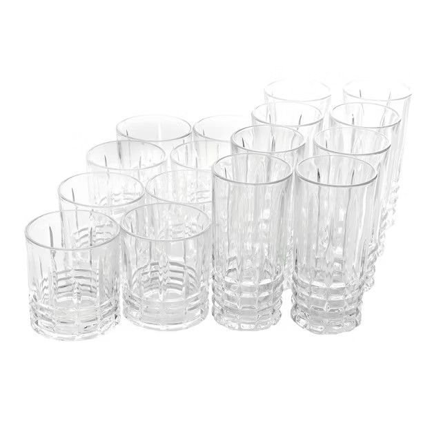 Gibson Home 16 Piece Jewelite Tumbler and Double Old Fashioned Glass Set | Target
