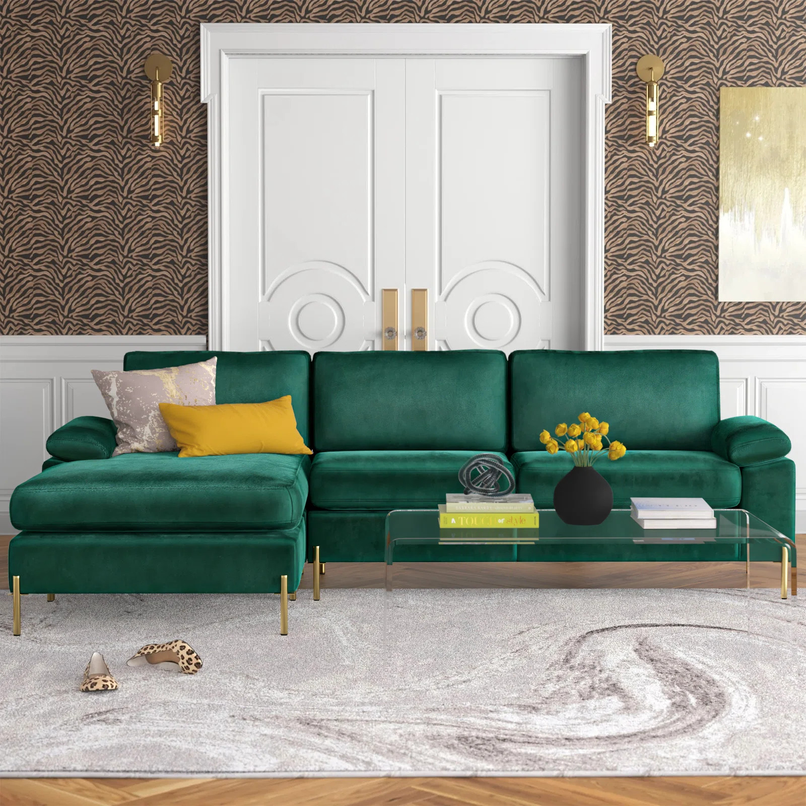 Fluery 2 - Piece Velvet Sectional | Wayfair North America
