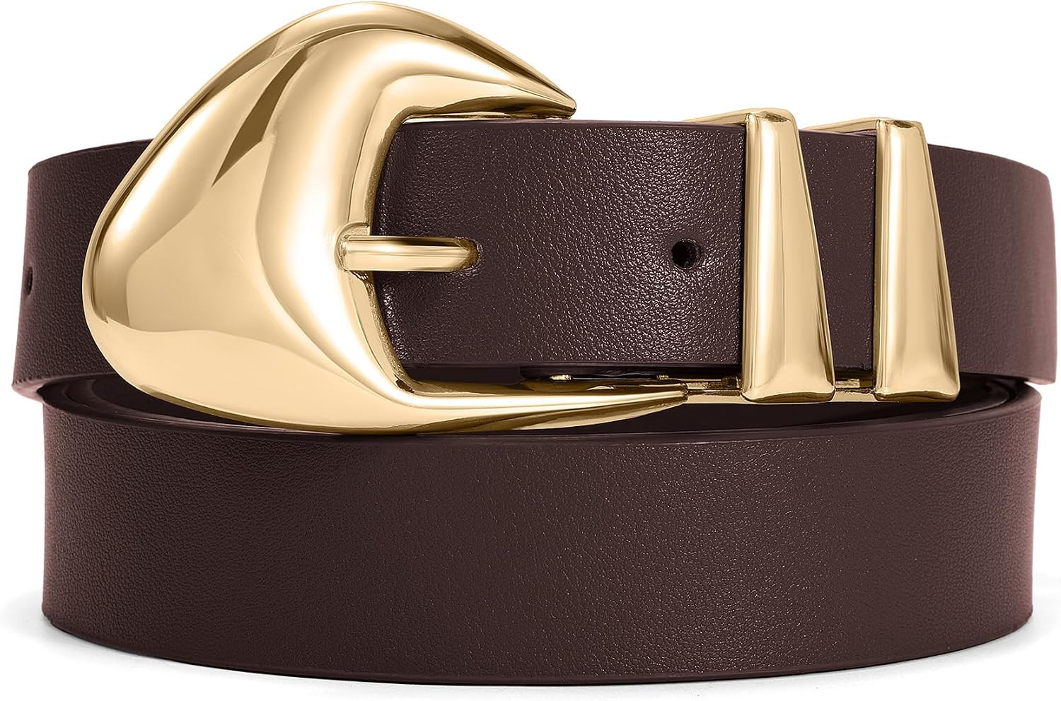 XZQTIVE Women's Leather Belts for Jeans Dress Pants Black Brown Belts for Women Ladies Waist Belts with Gold Buckle | Amazon (US)