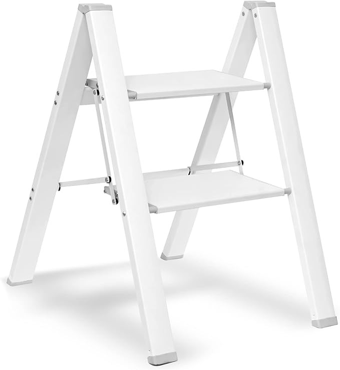 ZUZHII 2-Step Aluminum Lightweight Folding Step Stool Ladder with Anti-Slip and Expanded Pedal fo... | Amazon (US)
