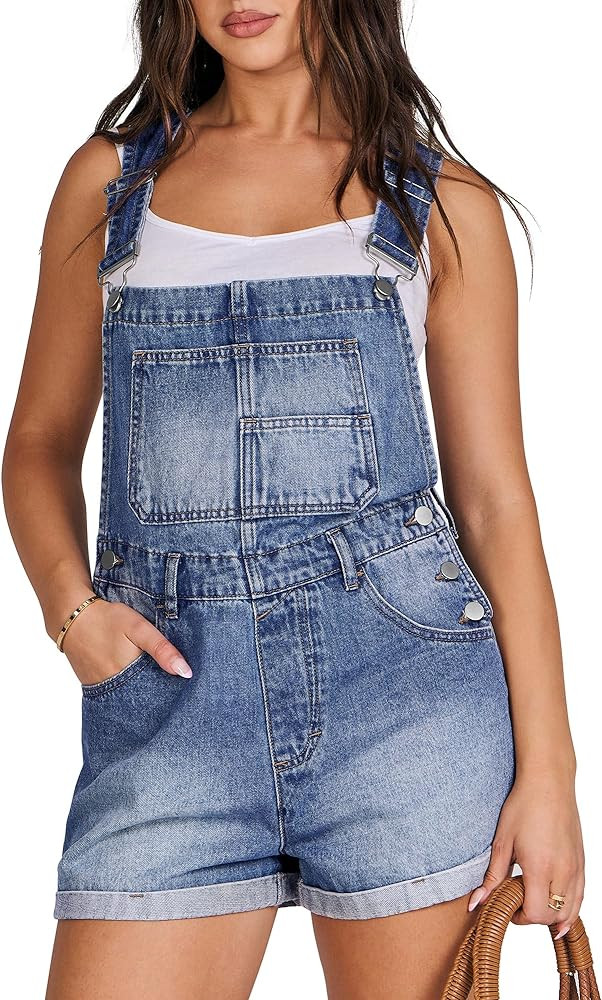 ANRABESS Womens Overalls Shorts Denim Romper Summer Loose Fit Adjustable Strap Bib Jeans Jumpsuit... | Amazon (US)