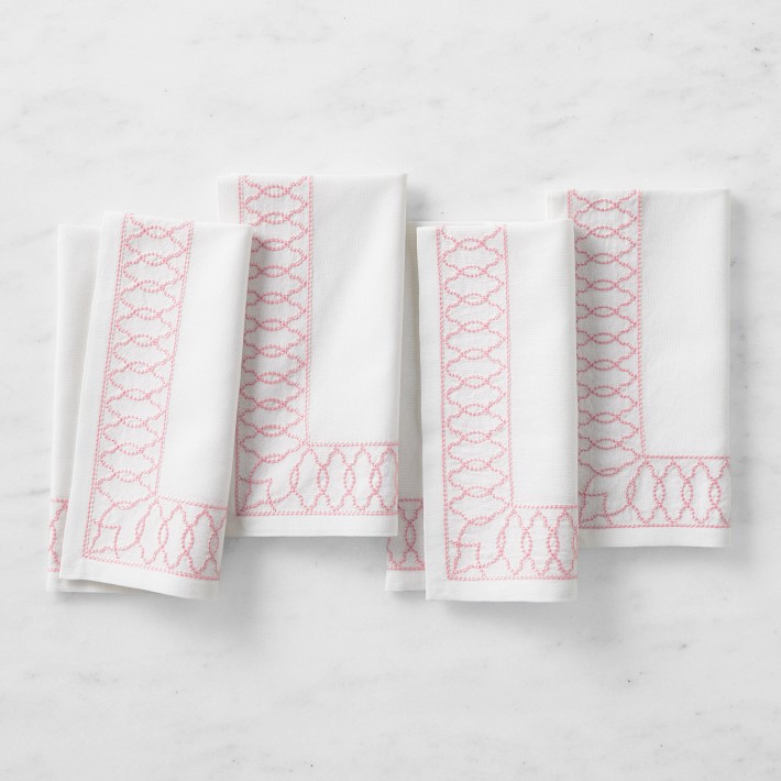 Embroidered Lattice Napkins, Set of 4 | Williams-Sonoma