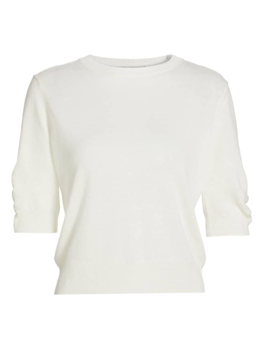 Shop Frame Gathered Sleeve Sweater | Saks Fifth Avenue | Saks Fifth Avenue