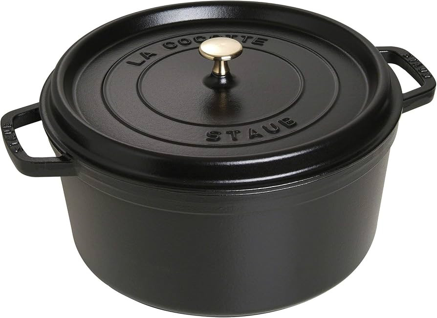 STAUB Cast Iron Dutch Oven 9-qt Round Cocotte, Made in France, Serves 9-10, Black Matte | Amazon (US)