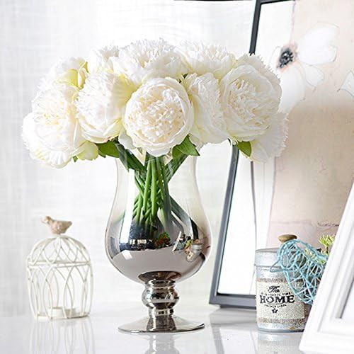U'Artlines 2Bouquet 10Heads Artificial Peony Silk Flower Leaf Home Office Wedding Party Festival ... | Amazon (US)